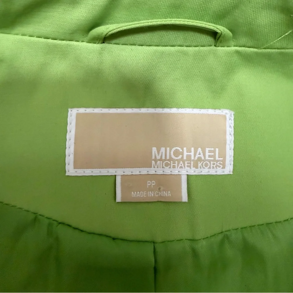 EUC - Women's Michael Kors Lime Green Coat w/Removable Hood Size PP